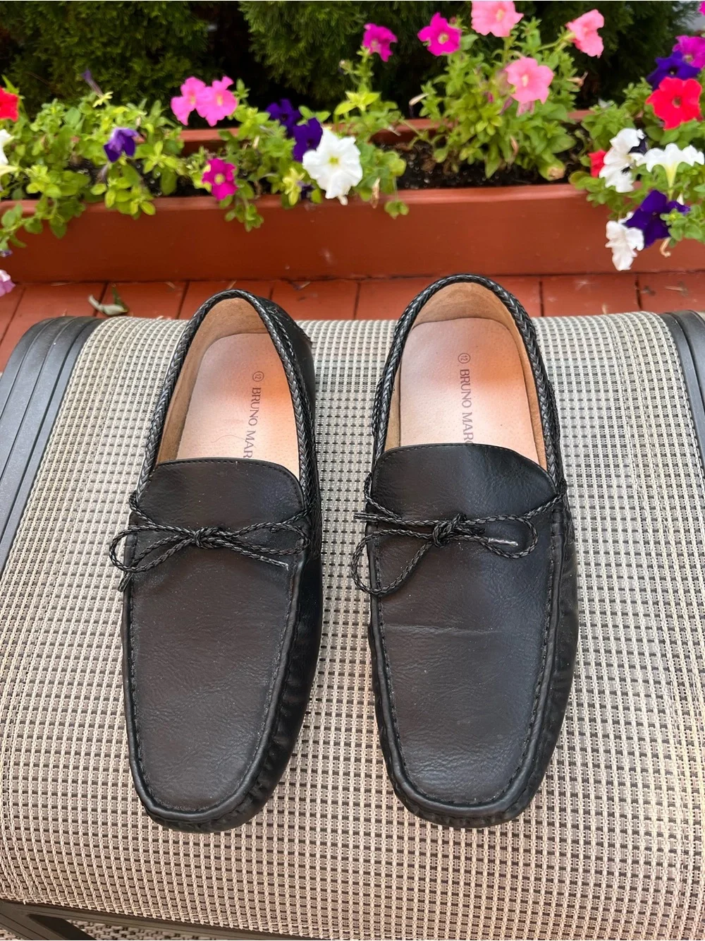 Bruno Marc Men’s Black Leather Driving Loafers Size 12